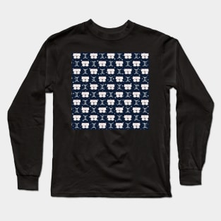 Gemini Zodiac Cat Pattern Long Sleeve T-Shirt